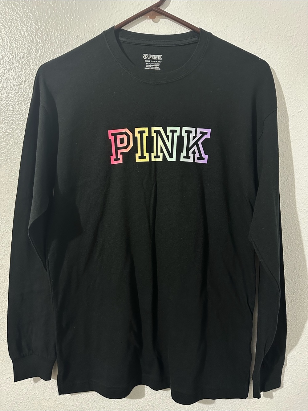 Victoria Secret PINK Campus Rainbow Bright Tee Shirt Loose Fit Womens XS